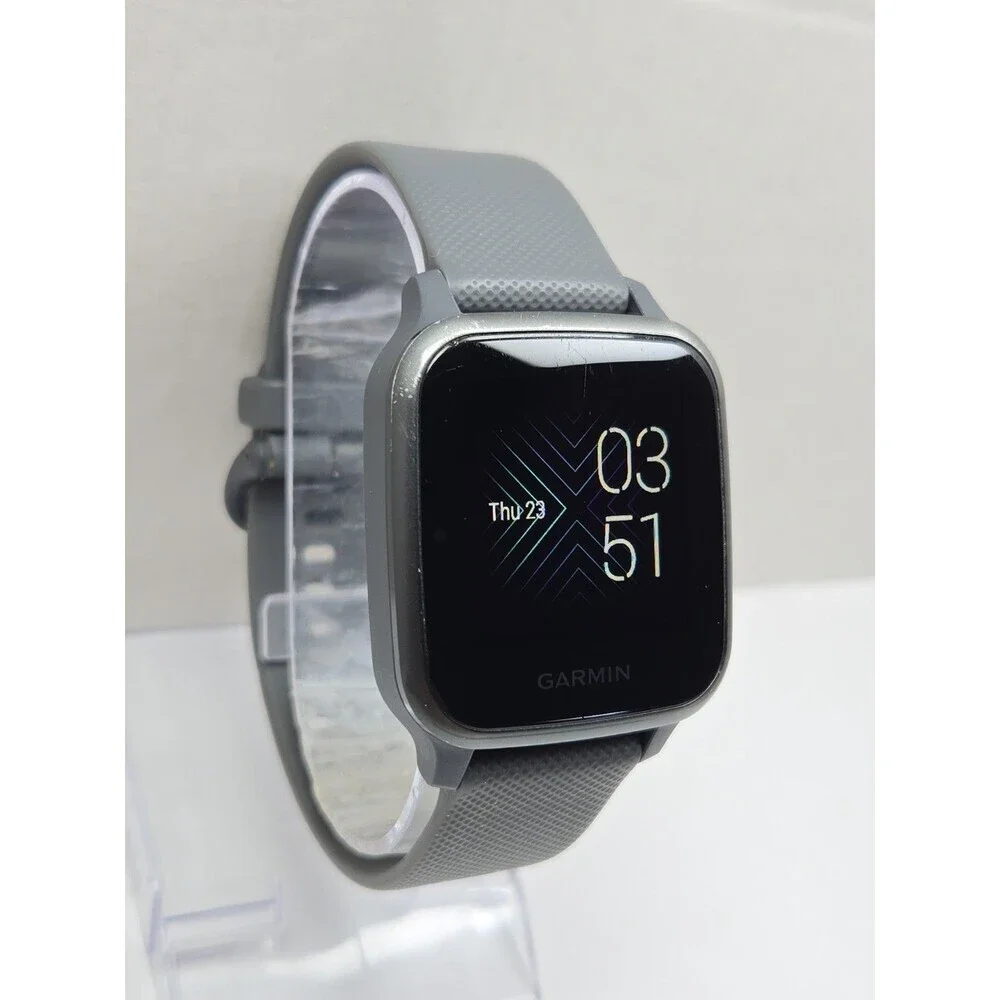 Garmin Venu SQ GPS Smartwatch 37mm Shadow Gray Silicone Band Pulse Ox 5 ATM Swim